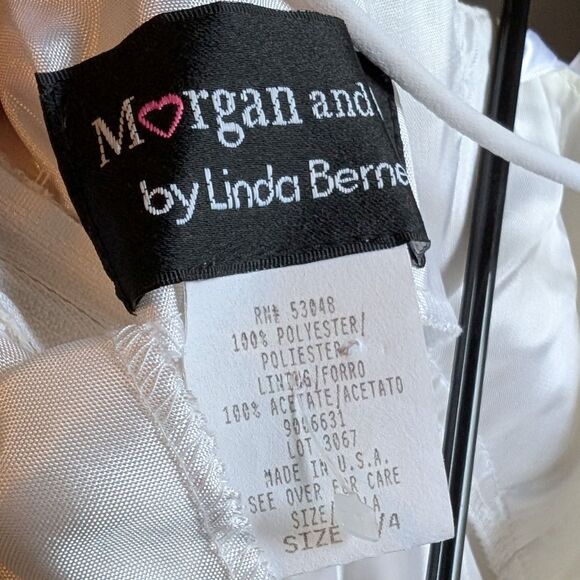 Vintage 90s White Gown Prom Dress Maxi Bridal Wedding Sequin Regency Empire JR 3 - Picture 8 of 11